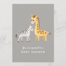 Safari Theme Baby Shower Zebra och Giraffe Inbjudningar