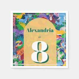 Safari Theme Birthday Anpassningsbar Age Namn Pappersservett