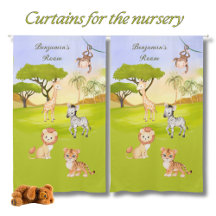 Safari Theme Boy's Nursery Room Curtain