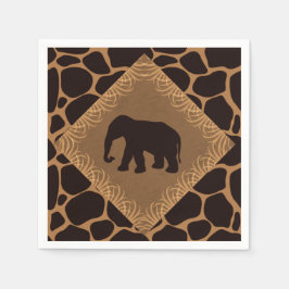 Safari Theme Elephant over Giraffe Print Pappersservett