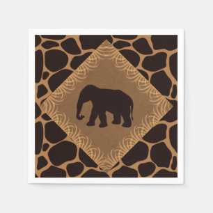 Safari Theme Elephant over Giraffe Print Pappersservett