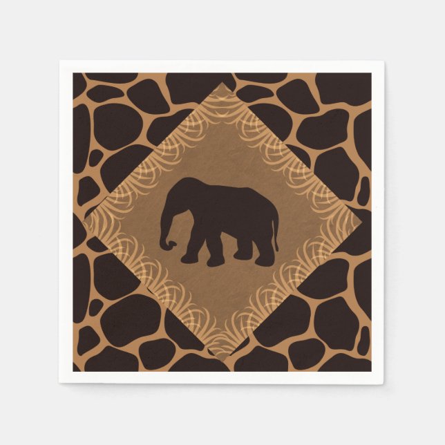 Safari Theme Elephant over Giraffe Print Pappersservett (Framsidan)