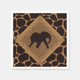 Safari Theme Elephant over Giraffe Print Pappersservett