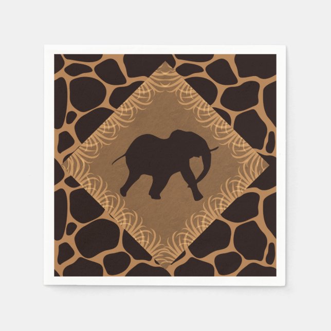 Safari Theme Elephant over Giraffe Print Pappersservett (Framsidan)