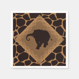 Safari Theme Elephant over Giraffe Print Pappersservett