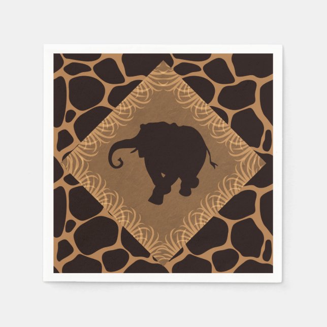 Safari Theme Elephant over Giraffe Print Pappersservett (Framsidan)