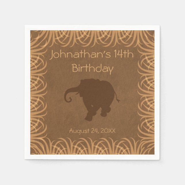 Safari Theme Elephant Personlig Pappersservett (Framsidan)