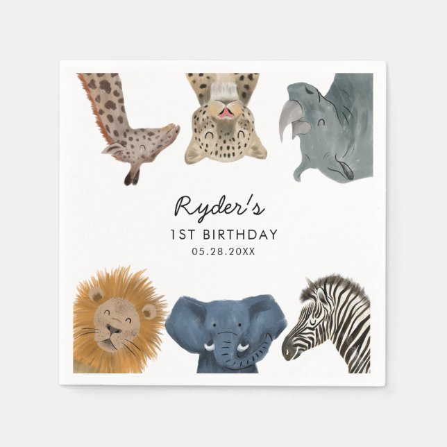 Safari Theme Födelsedagsfest Kids Pappersservett (Framsidan)