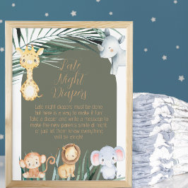Safari Theme Late Night Diaper Ord Poster