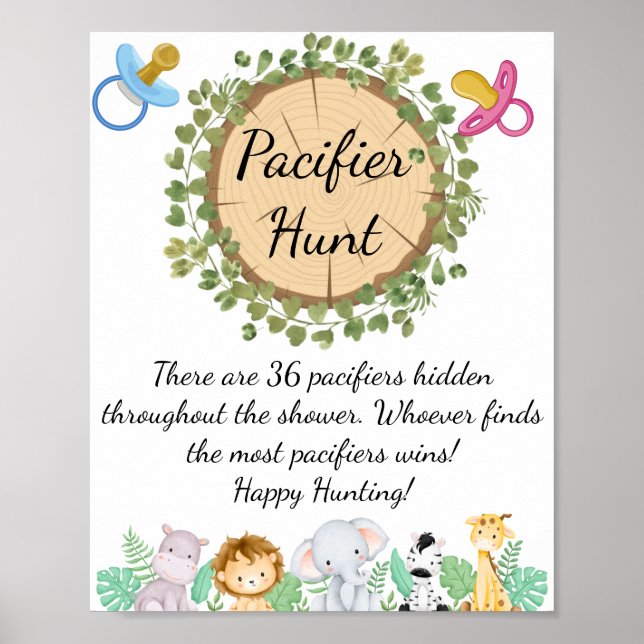 Safari Theme Nappar Hunt Poster (Framsidan)