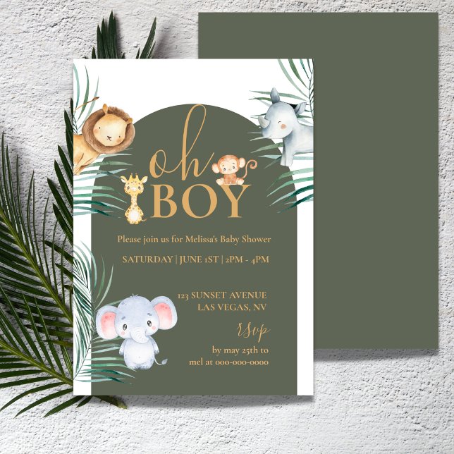 Safari Theme Oh Boy Baby Shower Invitation Inbjudningar (Skapare uppladdad)
