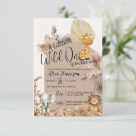 Safari Theme Vild 1-inbjudan till babyvisningsprog Inbjudningar