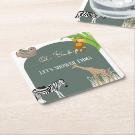 Safari Theter Baby Shower Favor Underlägg Papper Kvadrat