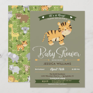 Safari Tiger Baby Shower Boy-inbjudan Inbjudningar