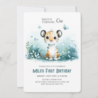 Safari Tiger inbjuden på födelsedagen till pojken Inbjudningar