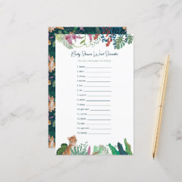 Safari Tiger Ord skramble Baby Shower Game