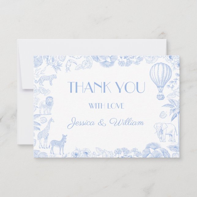 Safari Toile De Jouy Baby Shower - tack för ditt k (Framsida)