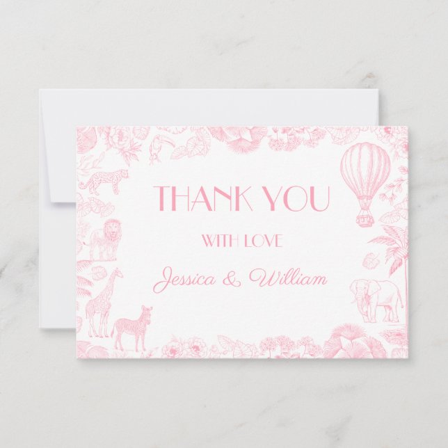 Safari Toile De Jouy Baby Shower - tack för ditt k Kort (Framsida)