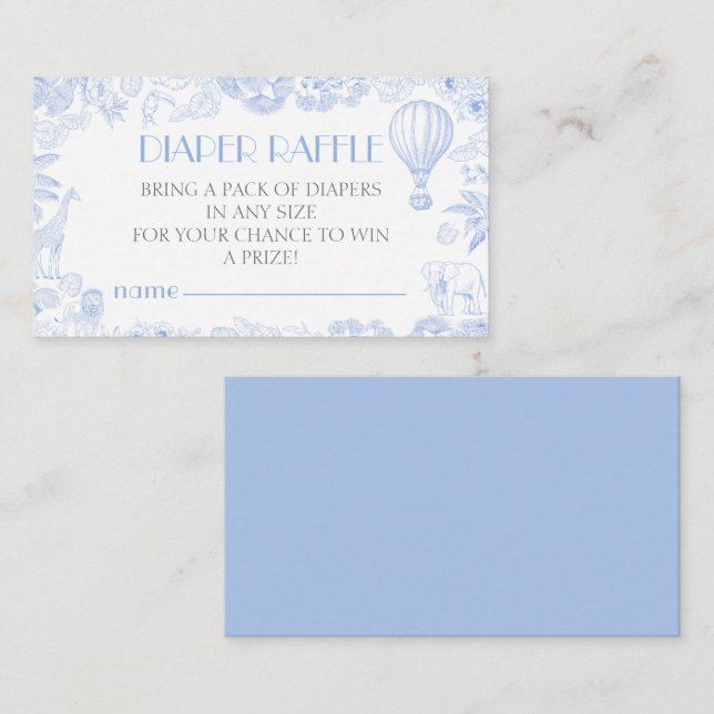 Safari Toile de Jouy Diaper Raffle-höljeskort Tilläggskort (Fram/baksida)