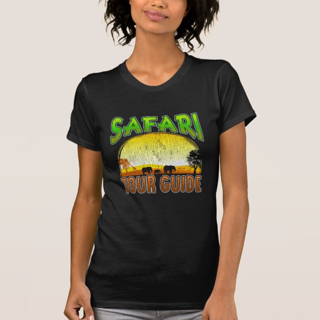 Safari Tour Guide Sunset African Animal T Shirt (Framsida)