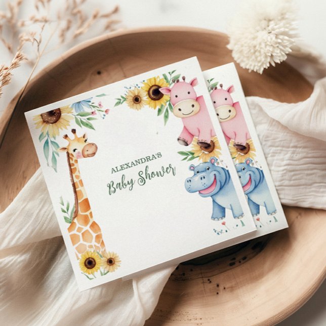 Safari Tropical Jungle Animals Baby Shower Pappersservett (Skapare uppladdad)