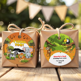 Safari Tropical Jungle Animals Tecknad Tack Gåvor Etiketter