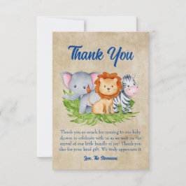 Safari Tropiska Djur Baby Boy Duscht Tack Kort