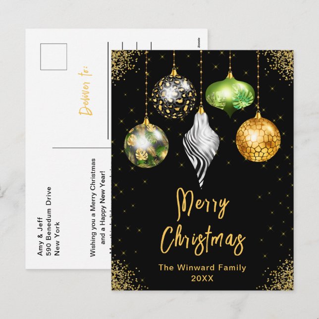 Safari tryckta ornament Gläd dig jul Helg Vykort (Fram/baksida)