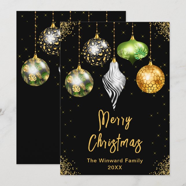 Safari tryckta ornamenter God jul Julkort (Fram/baksida)