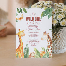 Safari två Cute giraffe Baby dusch Inbjudningar