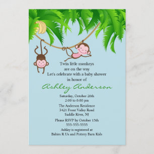 Safari-tvillingapor Baby Shower-inbjudan Inbjudningar