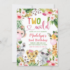 Safari Two Vild Girl 2:a födelsedagsinbjudan Inbjudningar