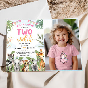 Safari Two Wild 2-års födelsedagsfoto Inbjudningar