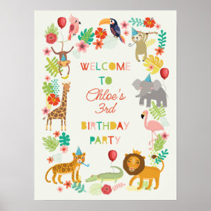 Safari Välkomstskylt, Jungle Safari Party Decor Poster