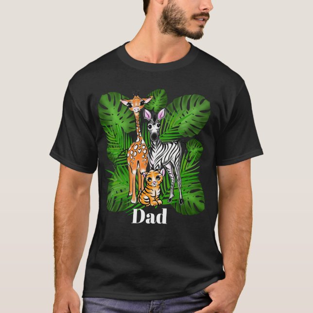 Safari-vänner-Giraffe, Zebra, Tiger, djungel T Shirt (Framsida)