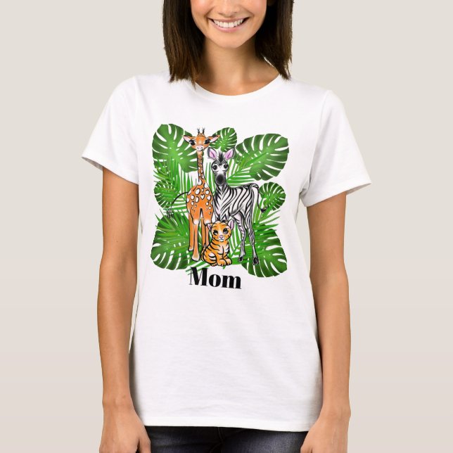 Safari-vänner-Giraffe, Zebra, Tiger, djungel T Shirt (Framsida)
