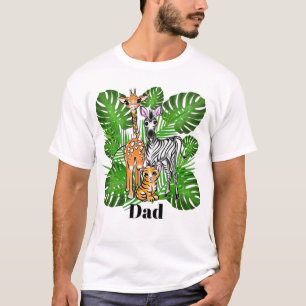 Safari-vänner Giraffe Zebra Tiger-djungeln Pappa T Shirt