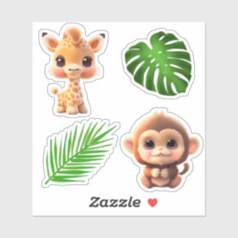 Safari-vänner tiger giraffe zebra-elefant klistermärken