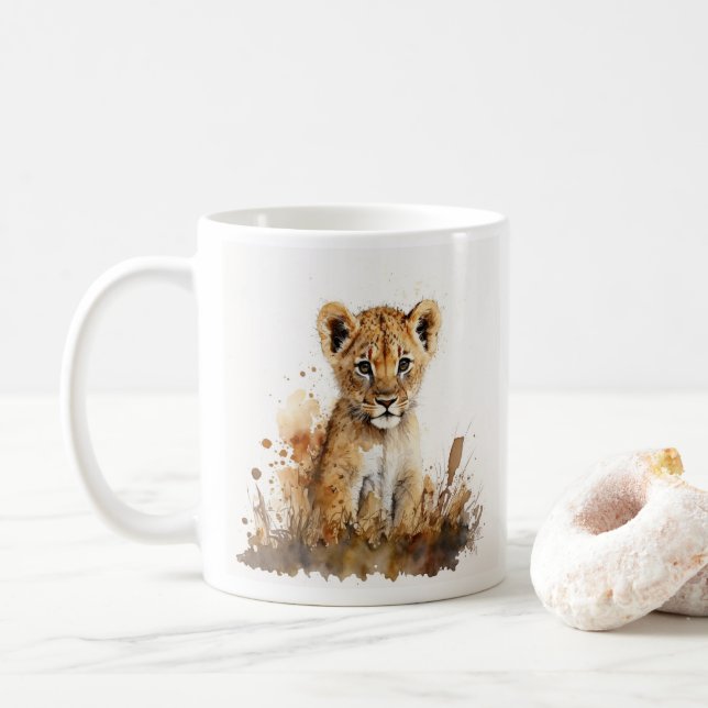 safari vattenfärgen teckning - lejona kung kaffemugg (Med munk)