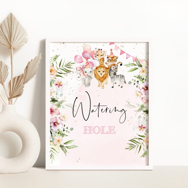 Safari vattenhål skylt. Tropiska drycker Poster (Skapare uppladdad)