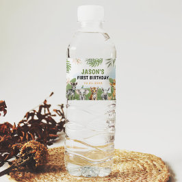 Safari Vild 1 1:a födelsedagen Vattenflaskor Etikett