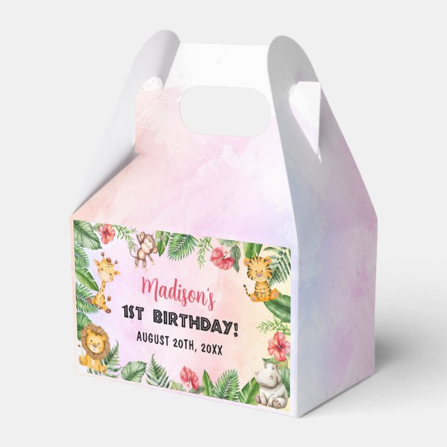 Safari Vild 1:a födelsedag Presentaskar (Framsidan Sidan)