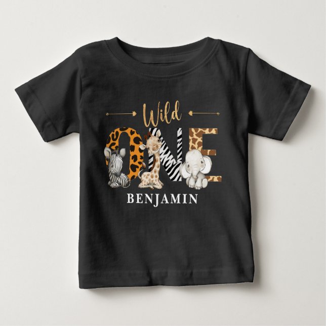 Safari Vild 1 Baby djur T Shirt (Framsida)