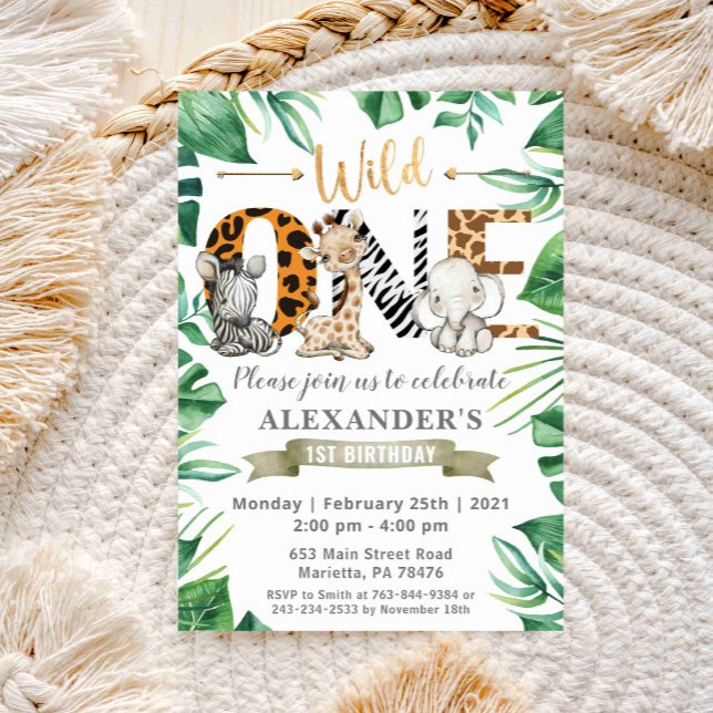 Safari Vild 1 Födelsedagsfest inbjudan (Skapare uppladdad)