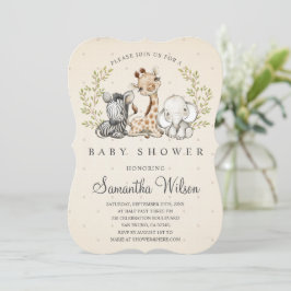 Safari Vild 1 Gungle Animals Baby Shower Inbjudningar
