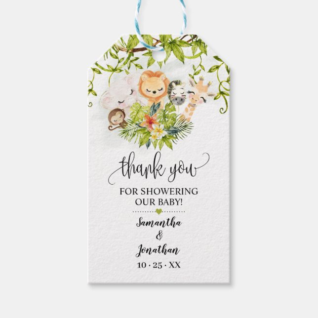 Safari Vild Baby djur Baby Shower Favor Presentetikett (Framsidan)