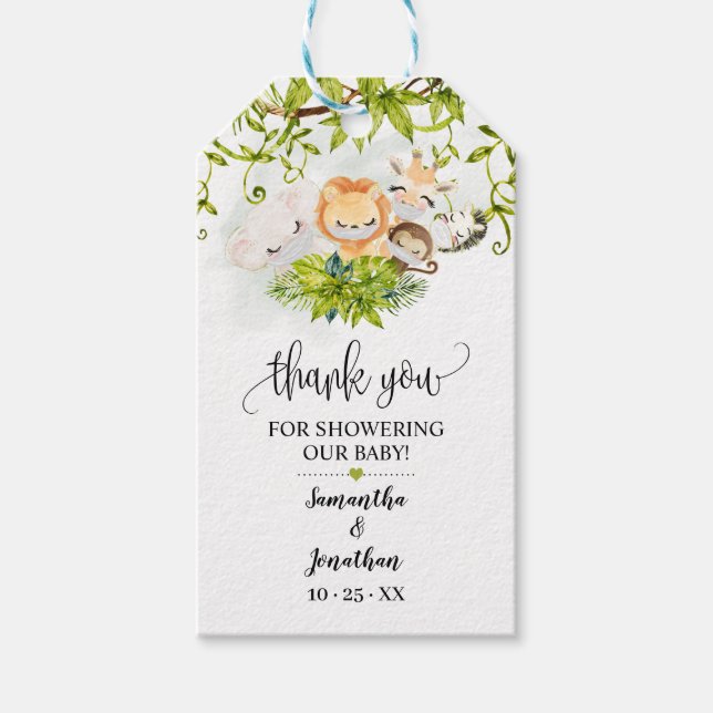 Safari Vild Baby djur Baby Shower Favor Presentetikett (Framsidan)