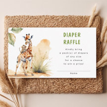 Safari Vild Baby djur Diaper Raffle Baby Shower