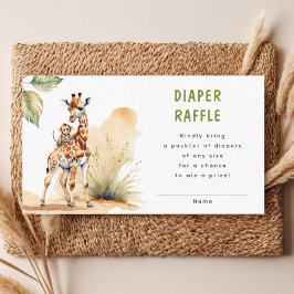 Safari Vild Baby djur Diaper Raffle Baby Shower Tilläggskort