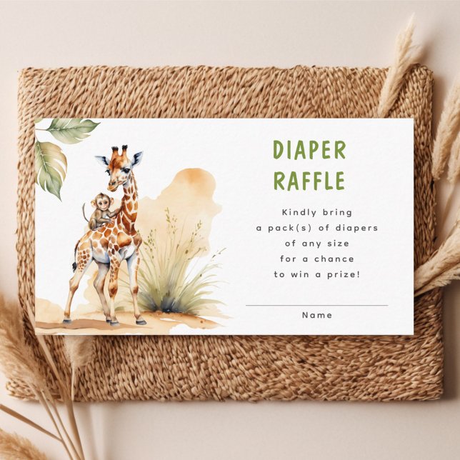Safari Vild Baby djur Diaper Raffle Baby Shower Tilläggskort (Skapare uppladdad)